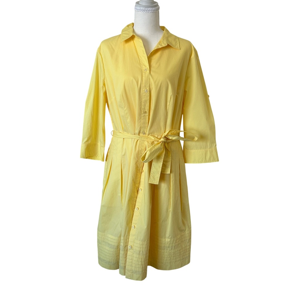 Talbots Yellow Cotton‎ Button down Shirt Midi Summer Dress 12P